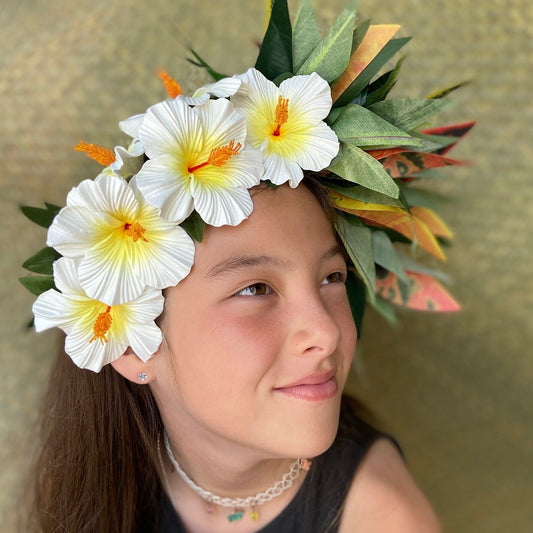 Polynesian Croton and Hibiscus Headdress