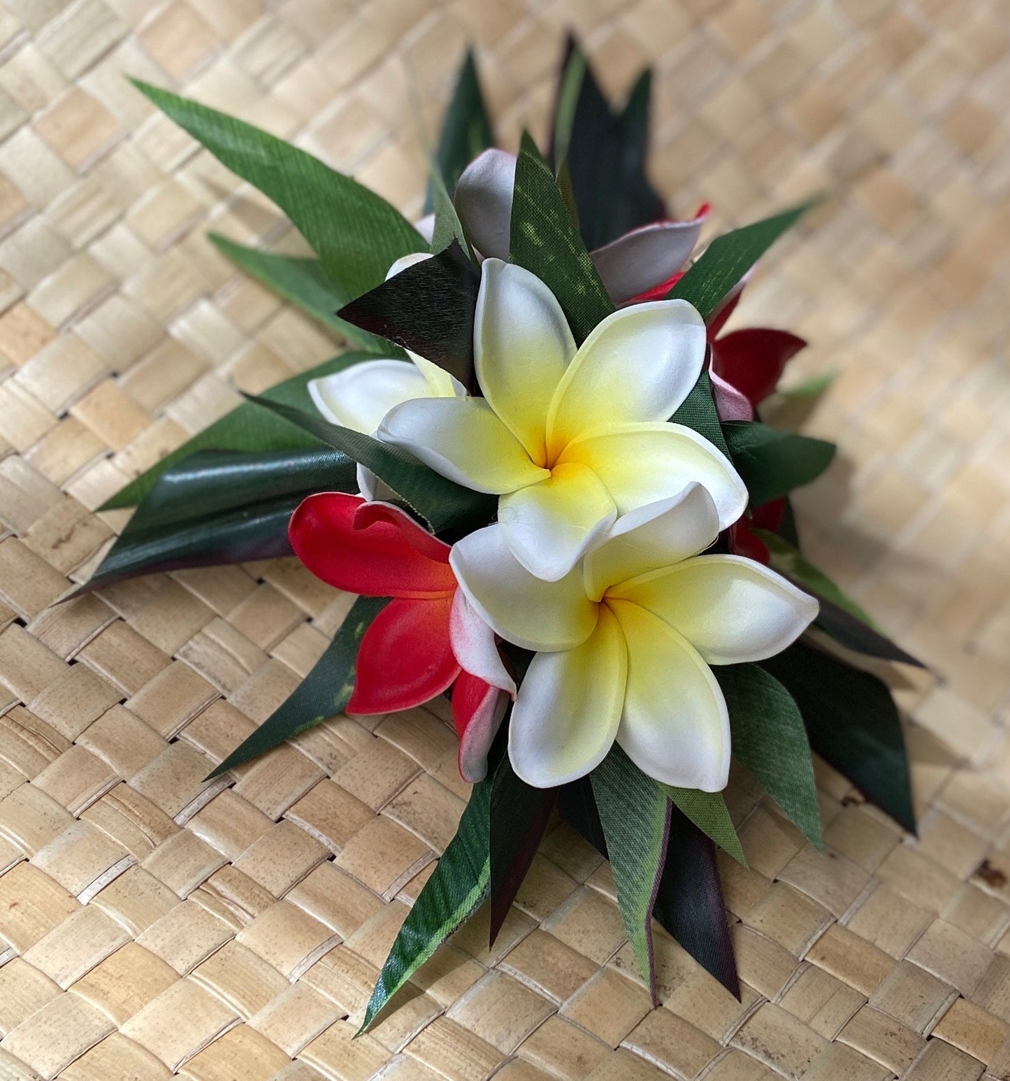 Royal Hawaiian Hair Clip Princessa Frangipani Plumeria Adornment for Hair or Bra Strap Hula Siva Samoa Ori Tahiti Heiva and Hoike