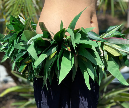 Long Silk Ti Leaf Hip Hei Extra Full Premium Braided Hip Belt Ti & Variegated Leaves Ori Tahiti, Hula Kahiko, Polynesian Dance