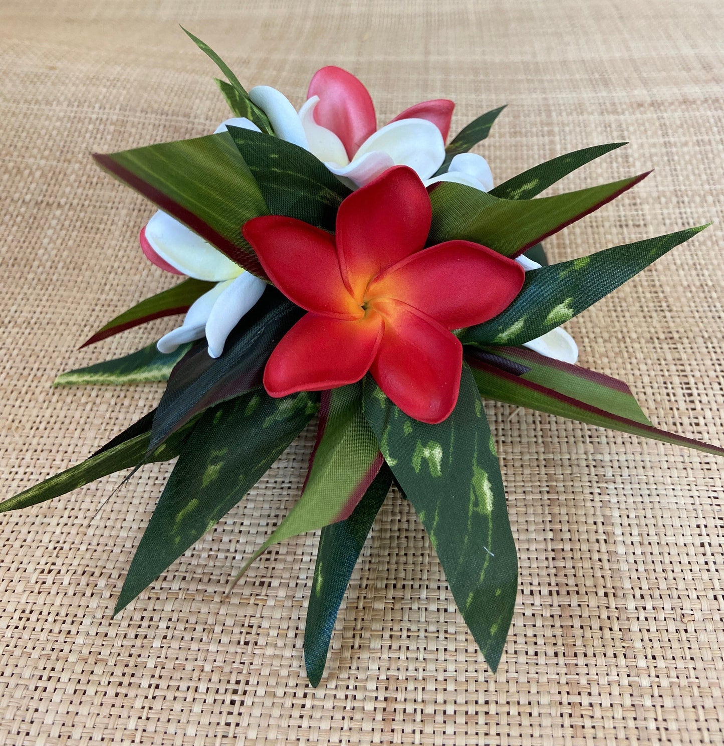 Royal Hawaiian Hair Clip Princessa Frangipani Plumeria Adornment for Hair or Bra Strap Hula Siva Samoa Ori Tahiti Heiva and Hoike