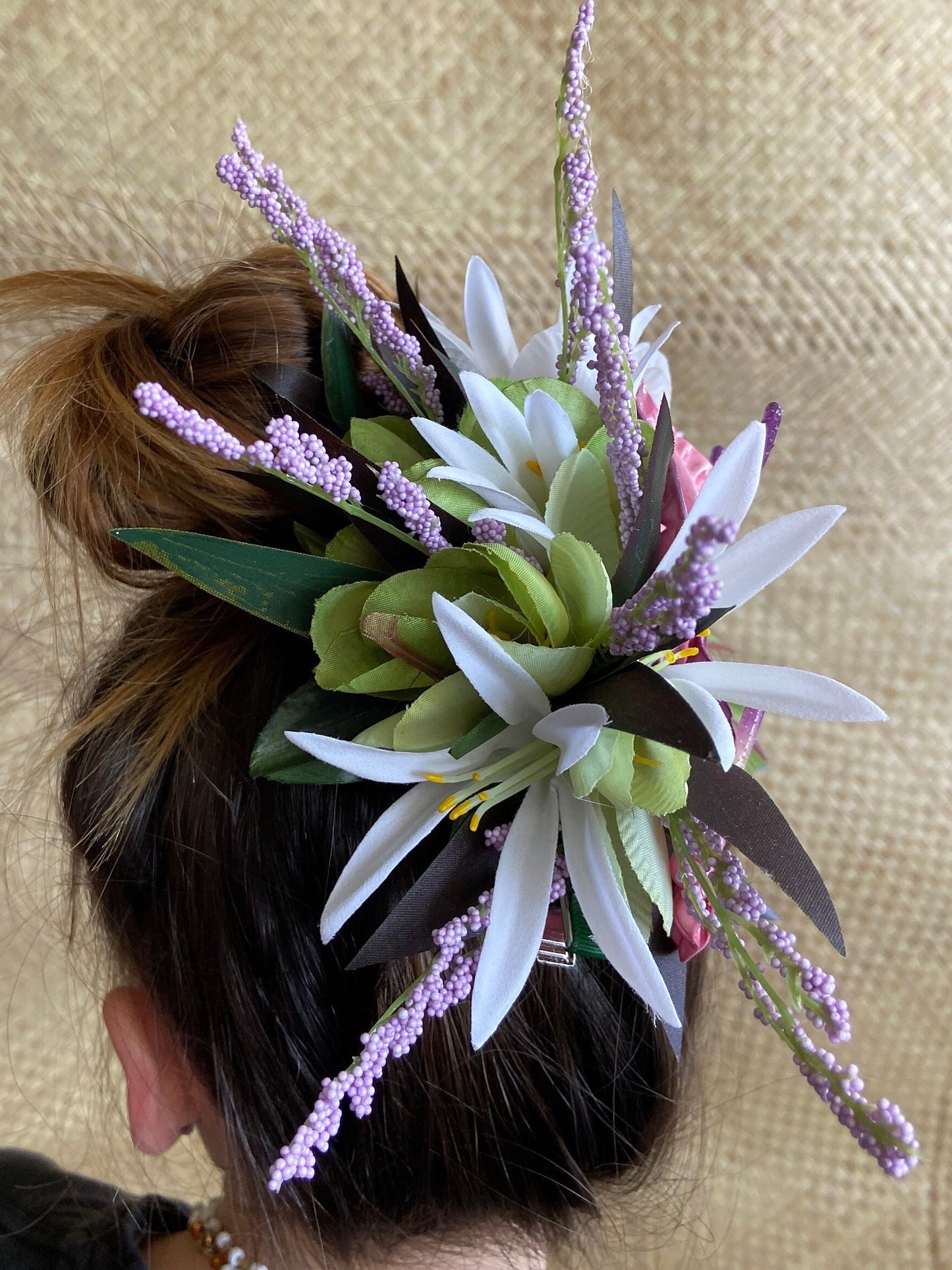 Petunia Pink Princess Anthurium Hair Clip Tahitian Headdress Costume Aparima Ahuroa Hula Statement Piece Bridal Plumeria Fascinator Hair Pin