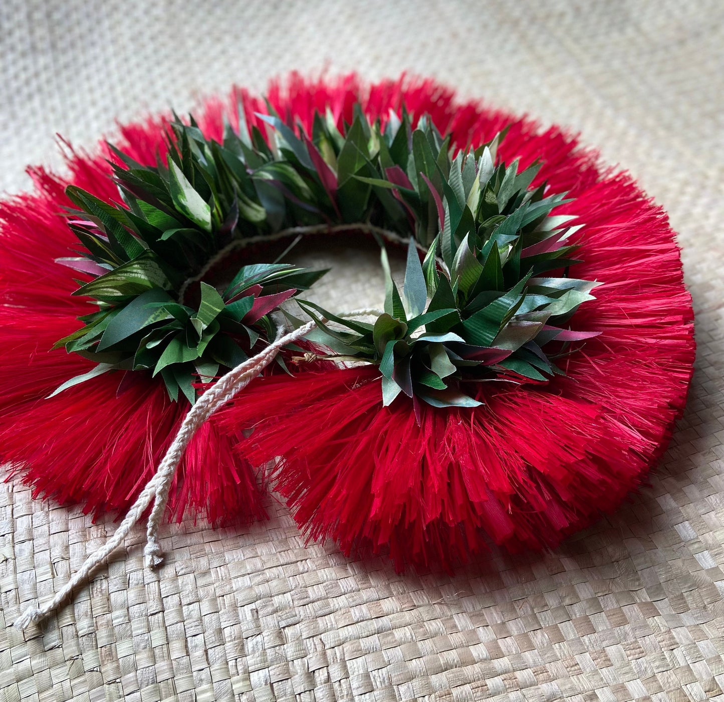 Layered Half Hip Hei Plum Silk Ti Leaf & Hau Performance Quality Reversible Belt Ori Tahiti Hula Kahiko Polynesian Dance Beach Wedding