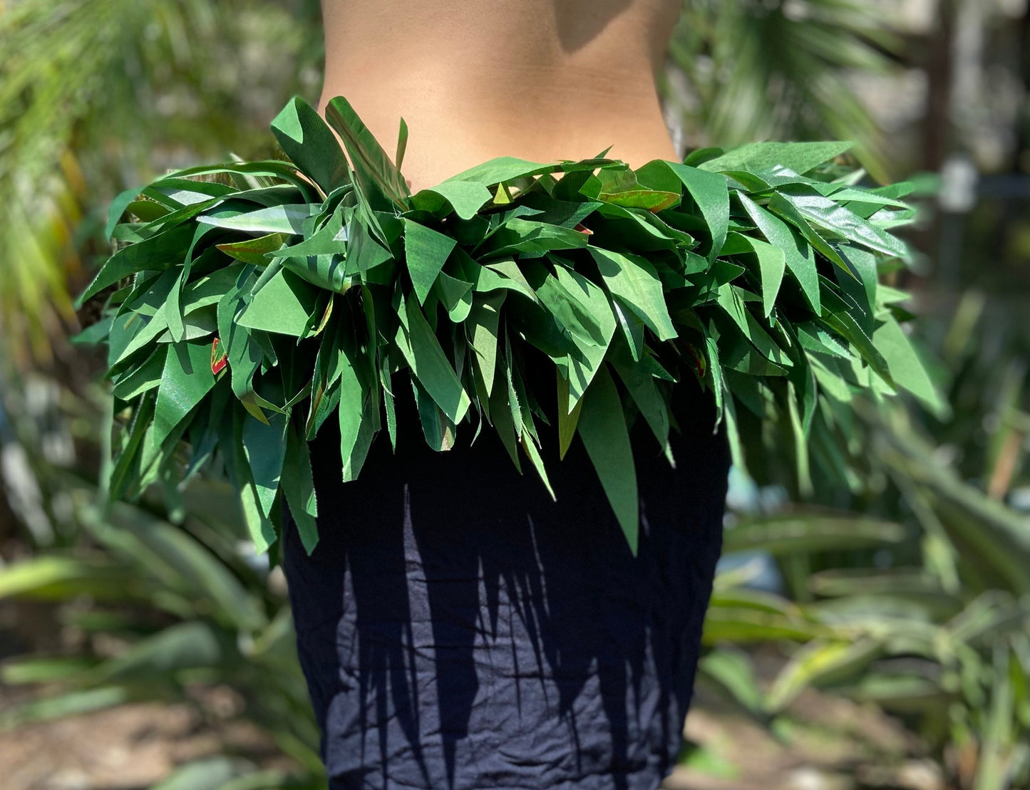 Long Silk Ti Leaf Hip Hei Extra Full Premium Braided Hip Belt Ti & Variegated Leaves Ori Tahiti, Hula Kahiko, Polynesian Dance
