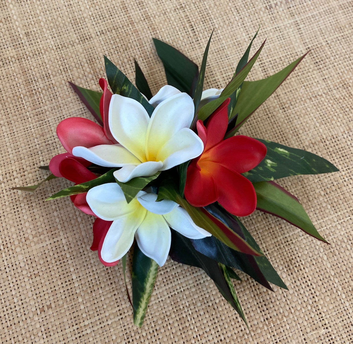 Royal Hawaiian Hair Clip Princessa Frangipani Plumeria Adornment for Hair or Bra Strap Hula Siva Samoa Ori Tahiti Heiva and Hoike