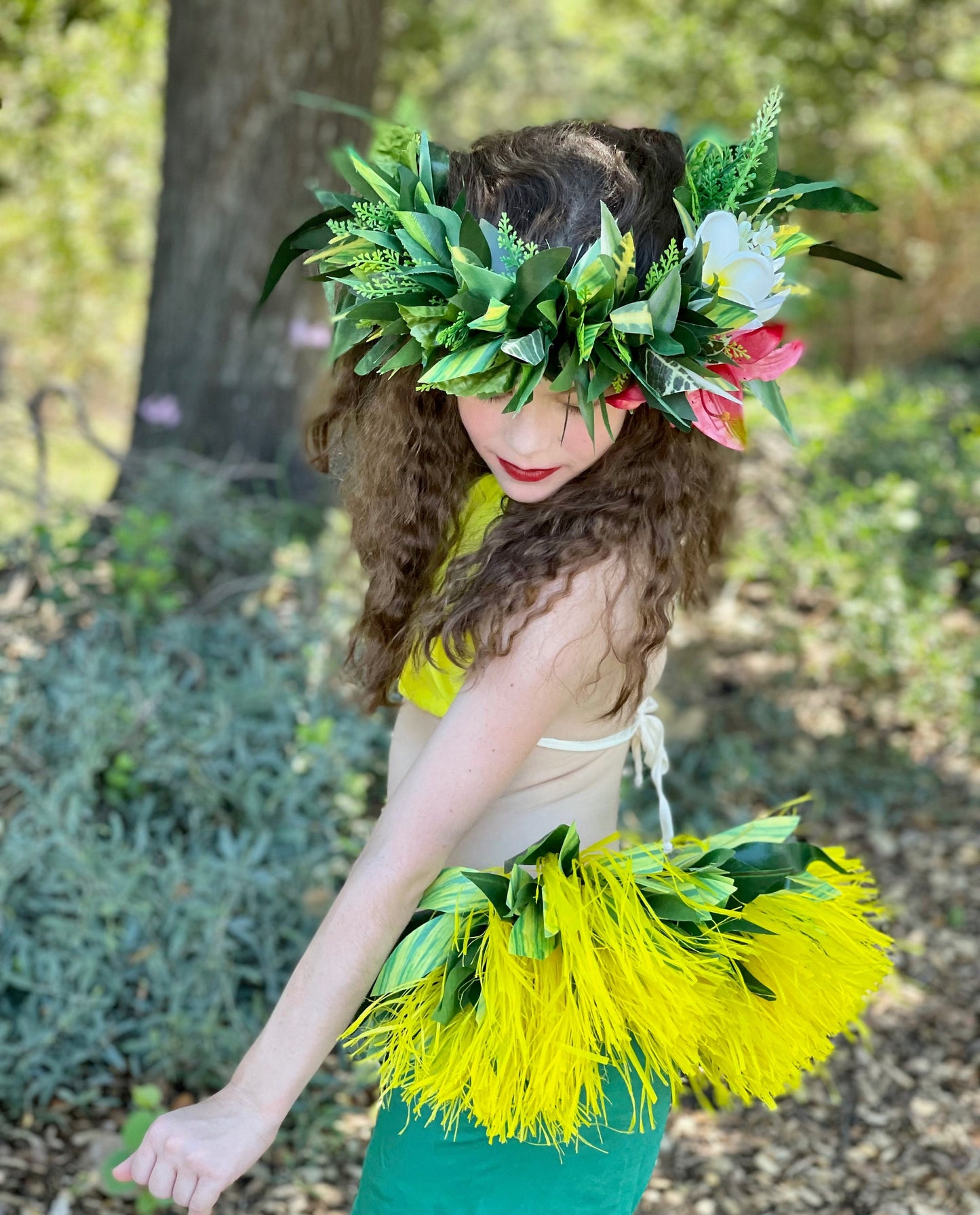 Half or Full Hip Hei Hau & Premium Silk Ti Leaf Performance Quality Haku Reversible Belt Ori Tahiti Hula Kahiko Traditional Polynesian Dance