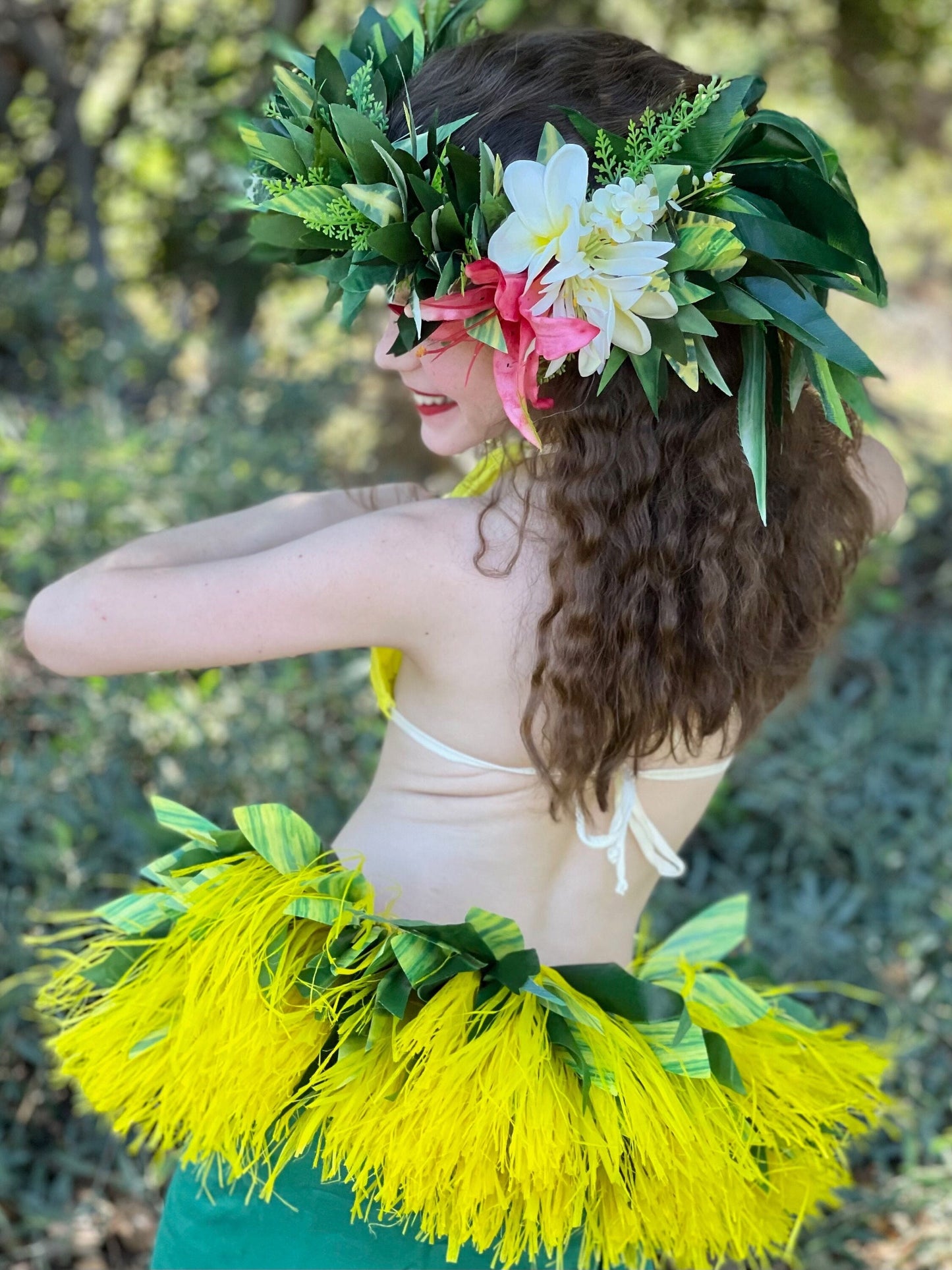 Half or Full Hip Hei Hau & Premium Silk Ti Leaf Performance Quality Haku Reversible Belt Ori Tahiti Hula Kahiko Traditional Polynesian Dance