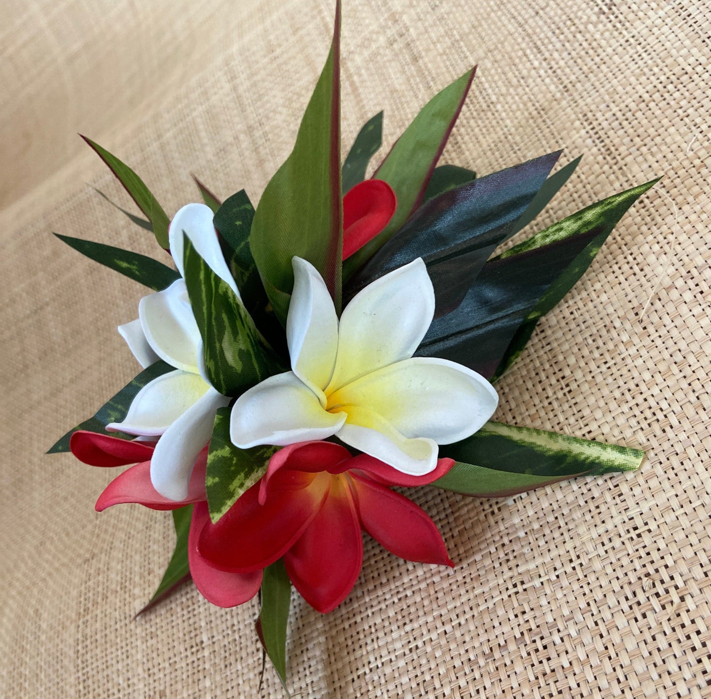 Royal Hawaiian Hair Clip Princessa Frangipani Plumeria Adornment for Hair or Bra Strap Hula Siva Samoa Ori Tahiti Heiva and Hoike