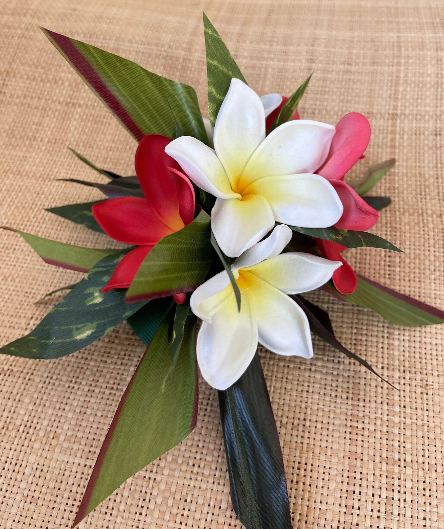 Royal Hawaiian Hair Clip Princessa Frangipani Plumeria Adornment for Hair or Bra Strap Hula Siva Samoa Ori Tahiti Heiva and Hoike