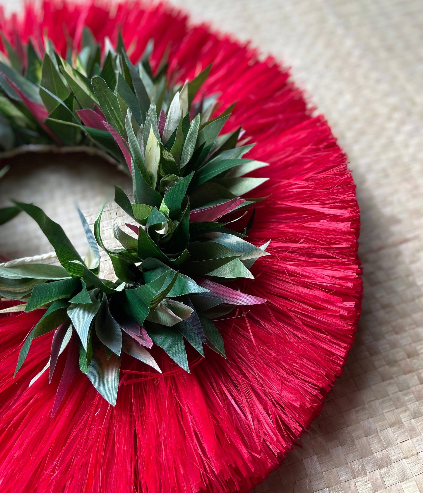 Layered Half Hip Hei Plum Silk Ti Leaf & Hau Performance Quality Reversible Belt Ori Tahiti Hula Kahiko Polynesian Dance Beach Wedding