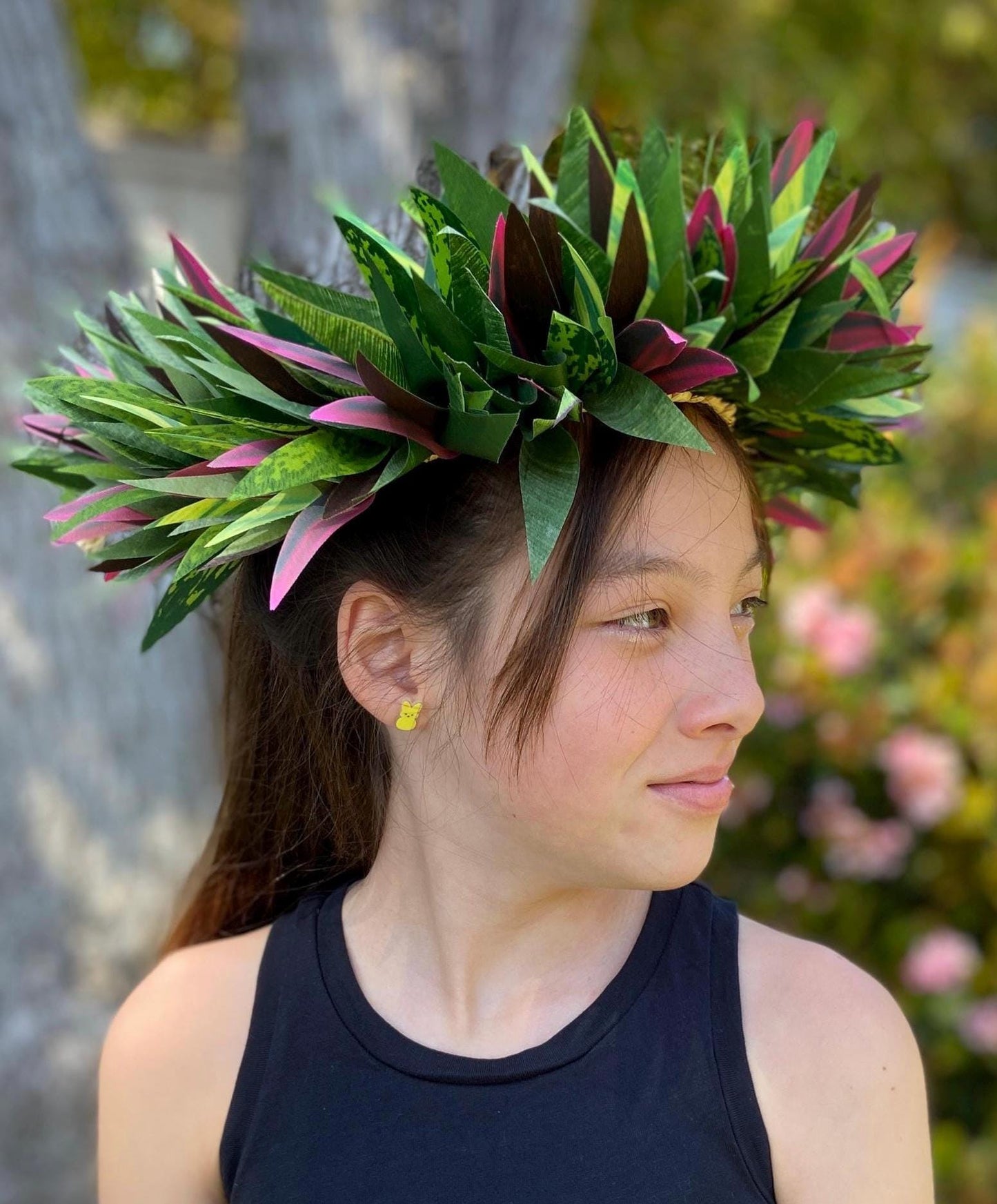 Ti Leaf Lei Po'o with Option to Add Samoan Hau More Kiriau