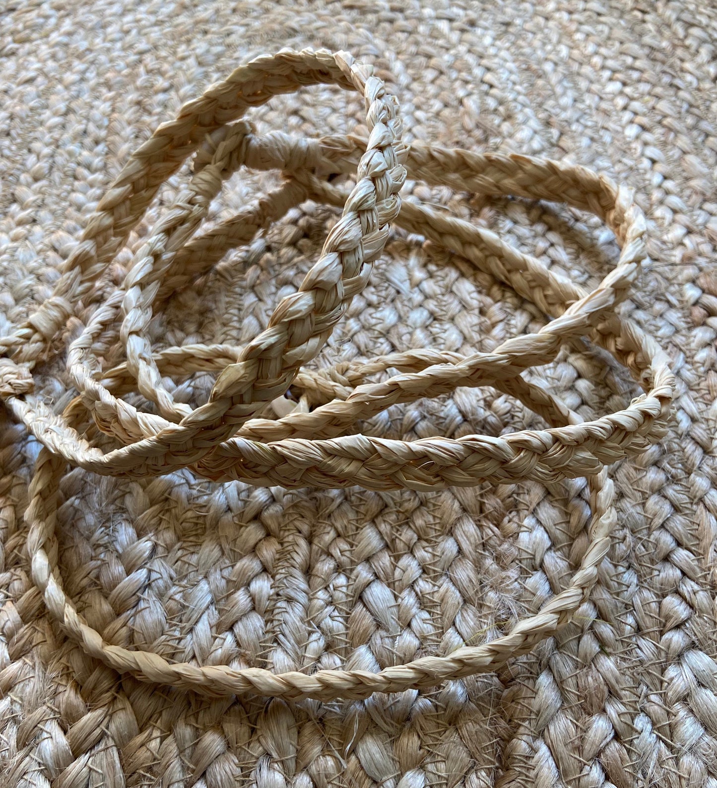 Necklace Base for DIY Costuming Hand Plaited from the Finest Millinery Grade Blanched Palm Raffia and Niau Blanc