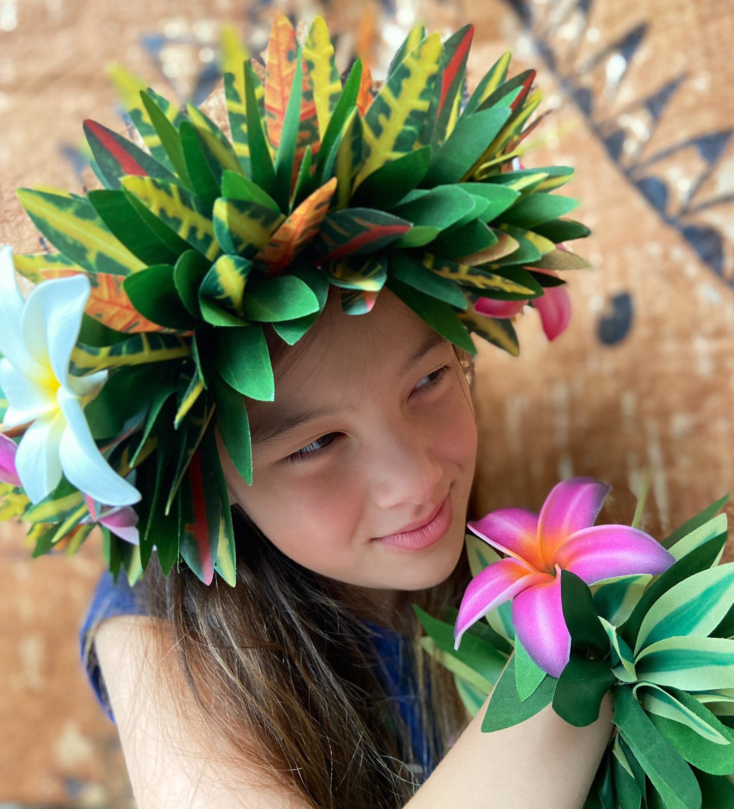 Plumeria and Croton Leaf Kupe'e