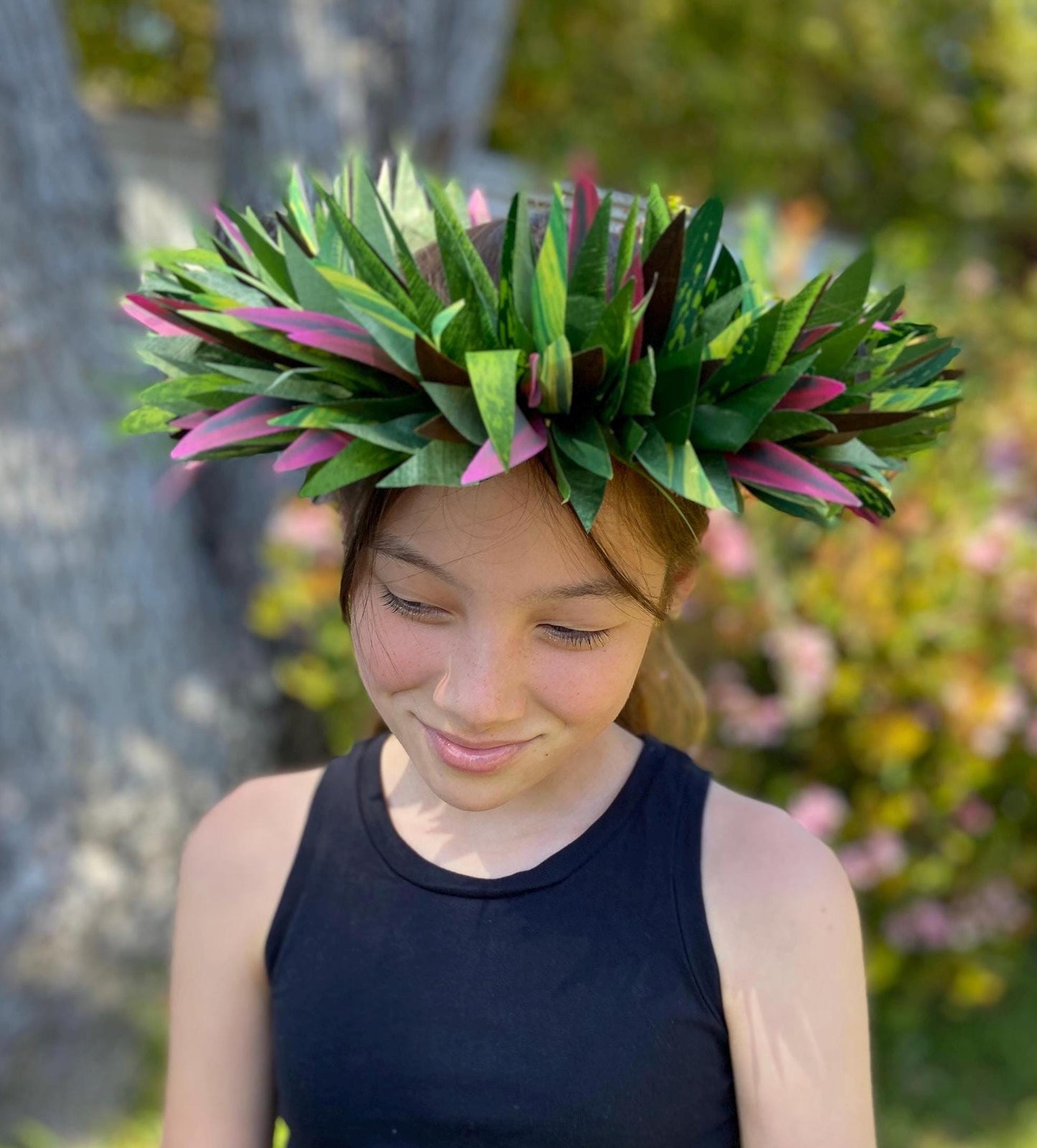 Ti Leaf Lei Po'o with Option to Add Samoan Hau More Kiriau