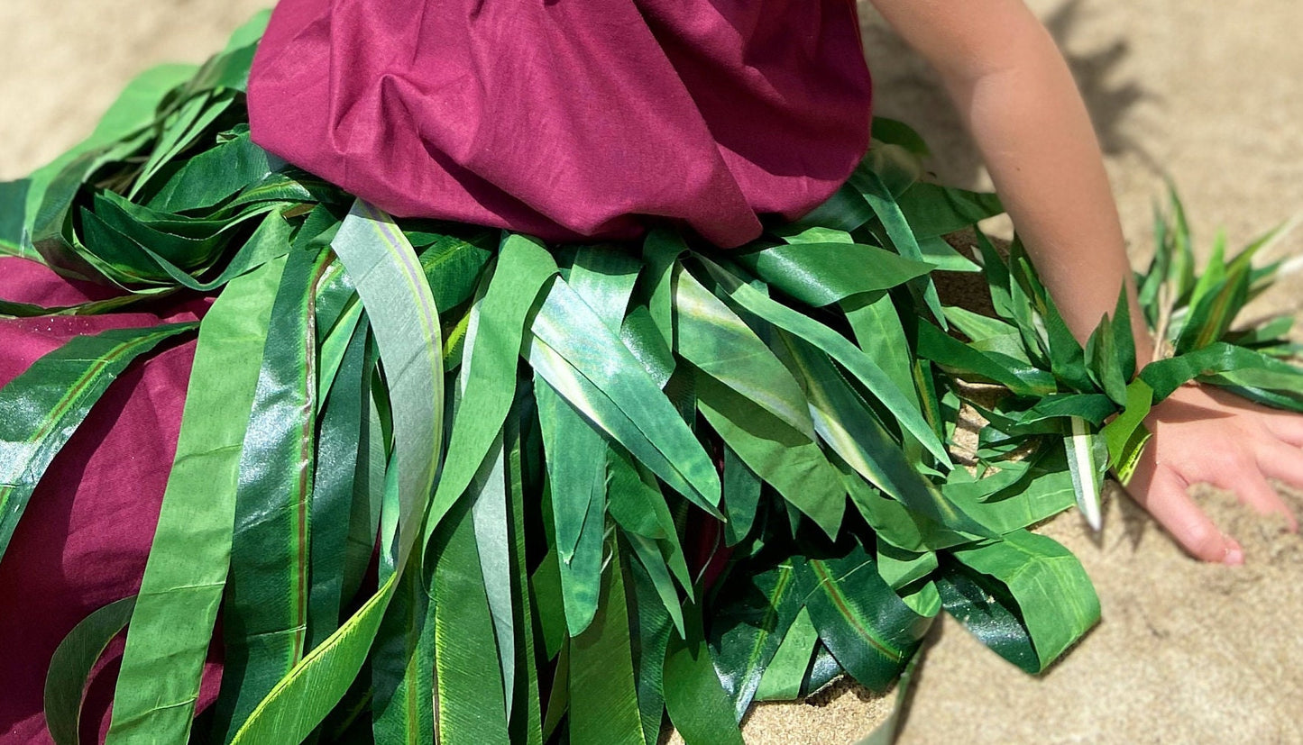 Silk Ti Leaf Skirt Premium Grade Ori Tahiti Aparima Otea Solo Competition Hula Kahiko Cook Islands Polynesian Dance Beach Wedding Photoshoot