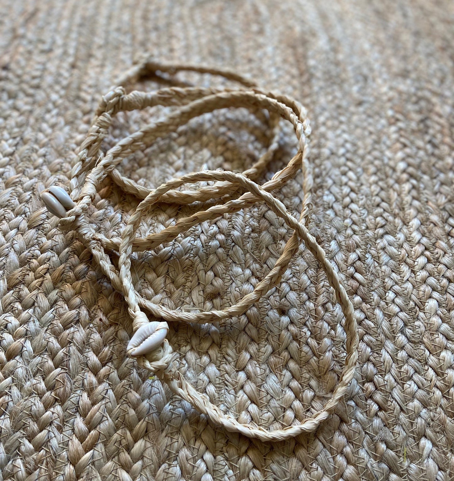 Necklace Base for DIY Costuming Hand Plaited from the Finest Millinery Grade Blanched Palm Raffia and Niau Blanc