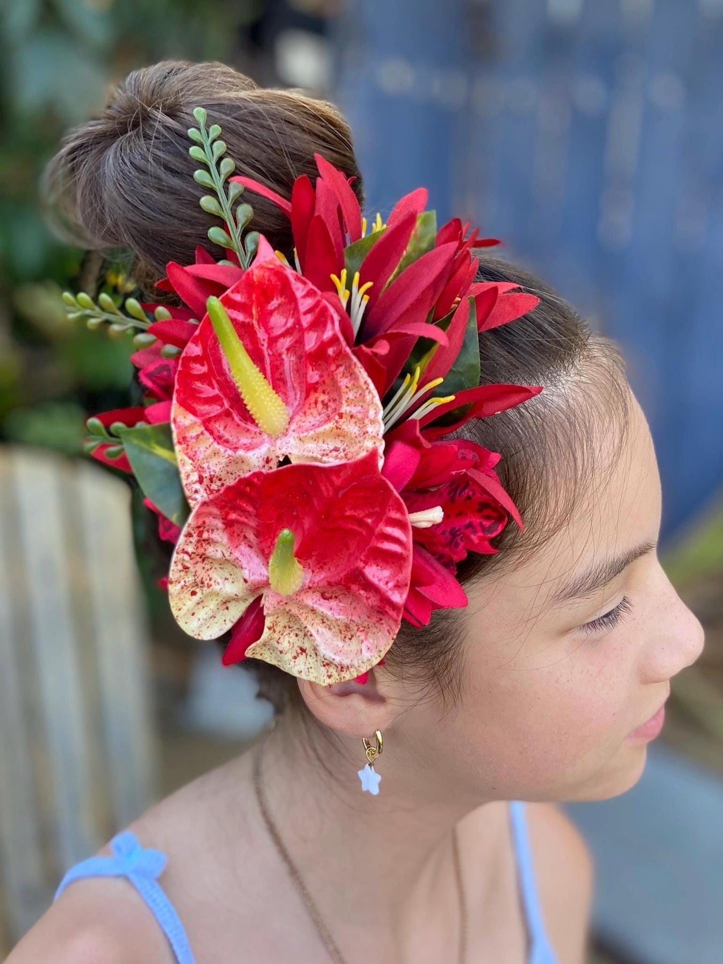 Hawaiian Anthurium Fern Orchid Tropical Wedding Graduation Hair Clip Tahitian Statement Piece Bridal Honeymoon Engagement Beach Photoshoot