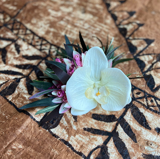 Hawaiian Flower Hair Clip Tahitian Costume Accessories Orchids & Heliconia Artificial Ti Leaf Tropical Hairpin for Aparima Ahuroa Otea Solo