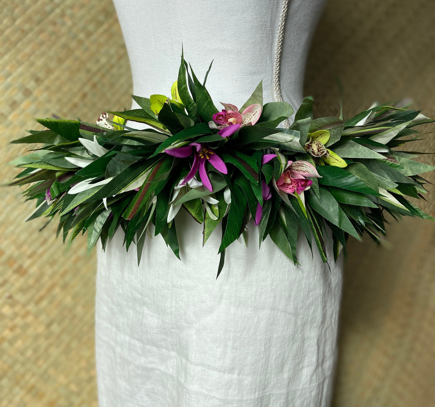 Floral Hip Hei Ahuroa Aparima Solo Ti Leaf Premium Braided Hip Belt Competition Quality for Ori Tahiti, Hula, Polynesian Dance, Siva Samoa