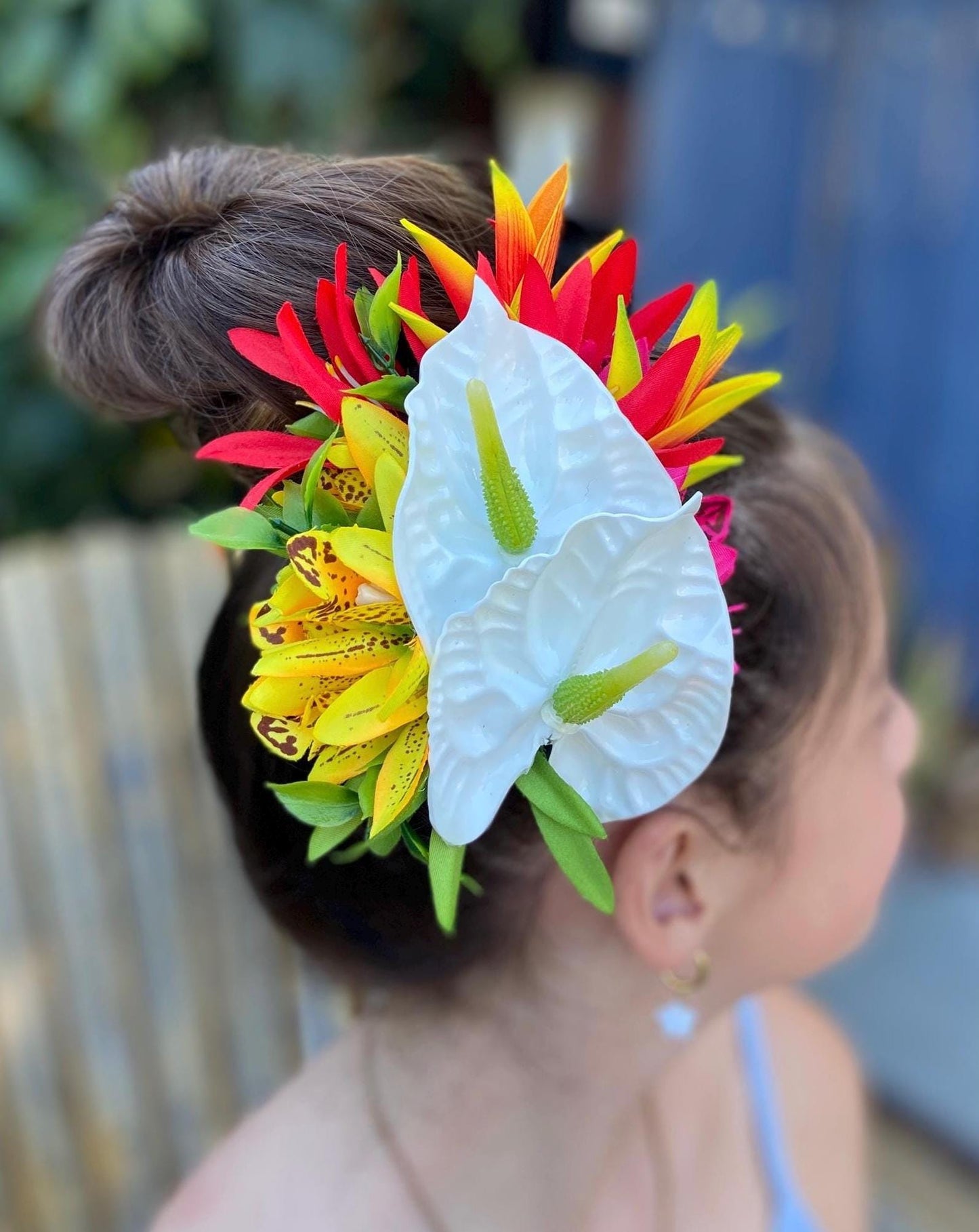 Hawaiian Anthurium Heliconia Orchid Tropical Wedding Graduation Hair Clip Tahitian Statement Piece Bridal Honeymoon Engagement Photoshoot