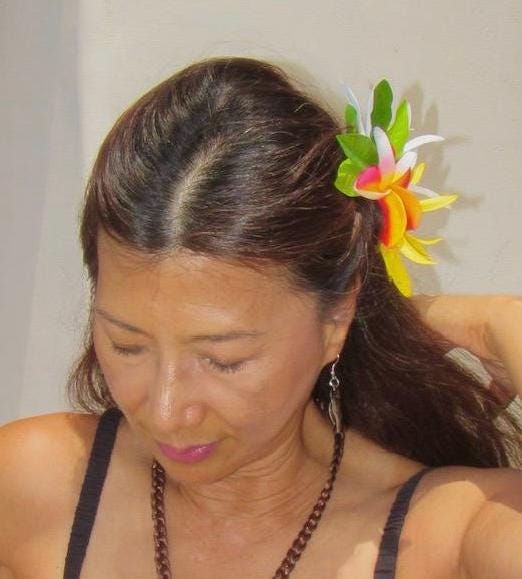 Hawaiian Plumeria Hair Clip Tahitian Costume Accessories Maile & Spider Lily Artificial Ti Leaf Tropical Hairpin Aparima Ahuroa Otea Solo