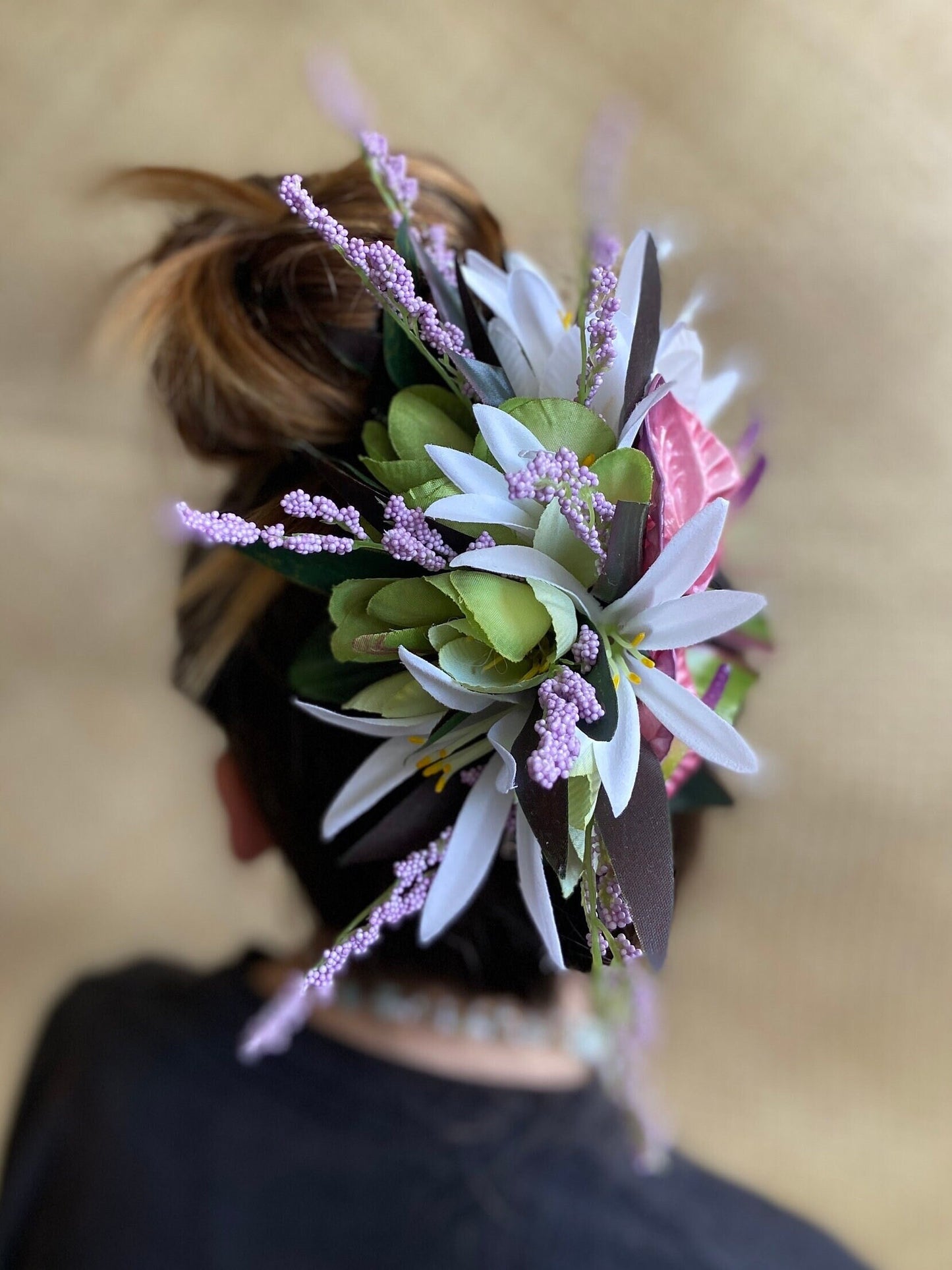 Petunia Pink Princess Anthurium Hair Clip Tahitian Headdress Costume Aparima Ahuroa Hula Statement Piece Bridal Plumeria Fascinator Hair Pin
