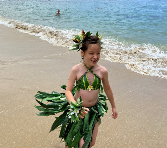 Silk Ti Leaf Skirt Premium Grade Ori Tahiti Aparima Otea Solo Competition Hula Kahiko Cook Islands Polynesian Dance Beach Wedding Photoshoot