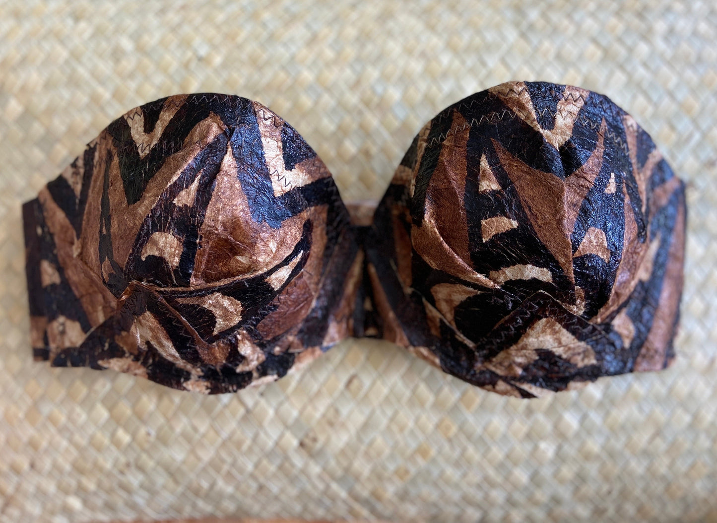 Tapa Cloth Strapless Bra Top Tailored and Contour Designed (Not Randomly Cut) Premium Performance Quality Solo Competition Graded Ori Tahiti