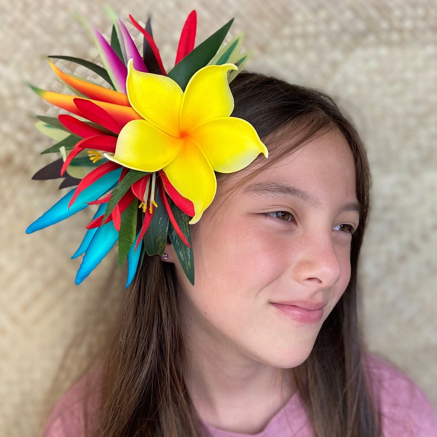 Hawaiian Hair Clip Tahitian Adornment Aparima Ahuroa Statement Piece Plumeria Bird of Paradise Spider Lily Vintage Tropical Elegant Hair Pin