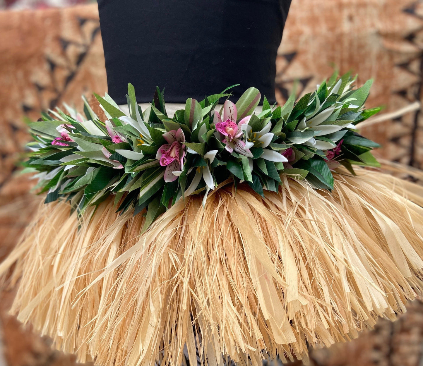 Floral Hip Hei Ahuroa Aparima Solo Ti Leaf Premium Braided Hip Belt Competition Quality for Ori Tahiti, Hula, Polynesian Dance, Siva Samoa