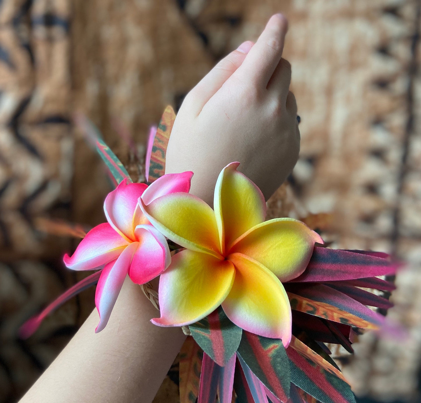 Plumeria and Croton Leaf Kupe'e