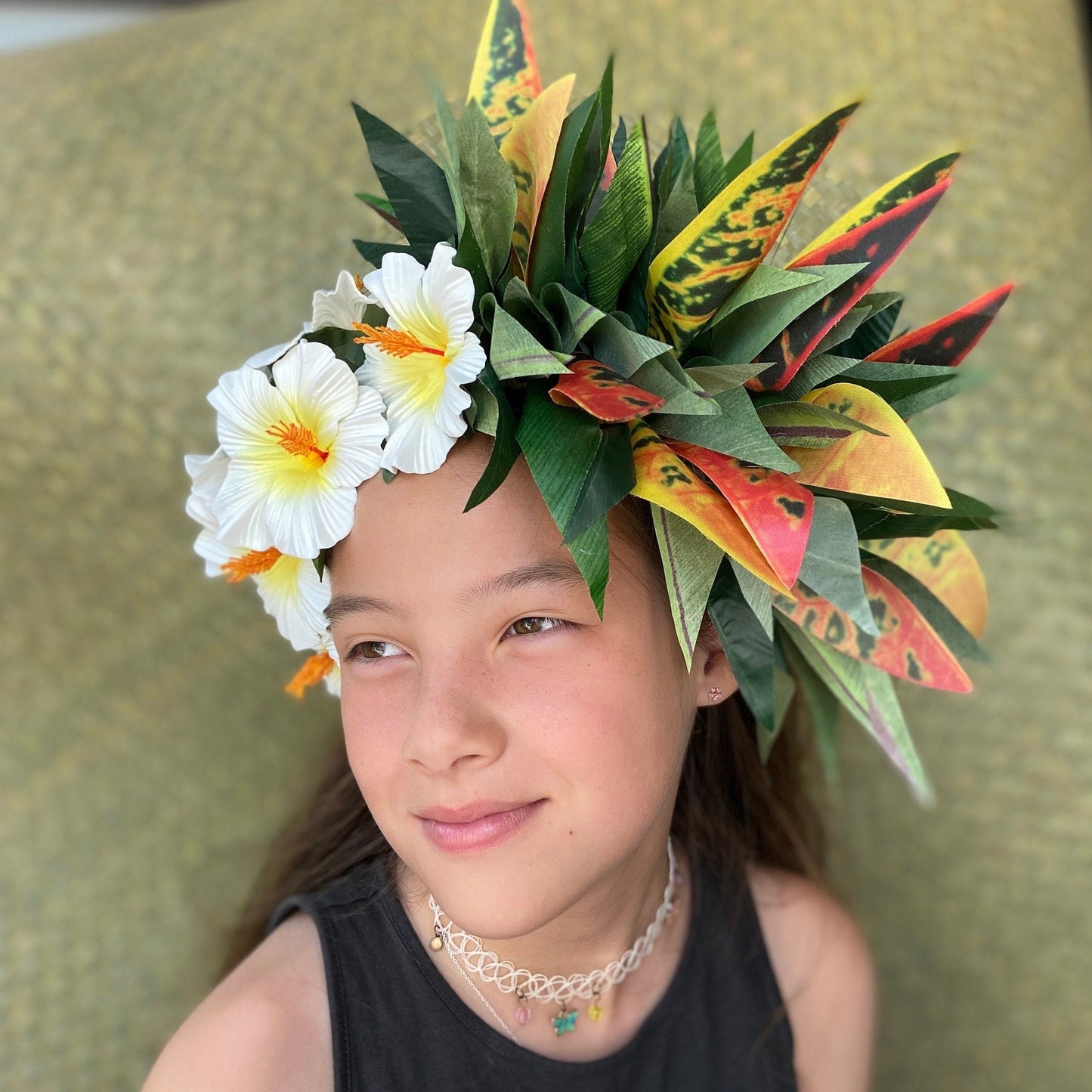 Polynesian Croton and Hibiscus Headdress
