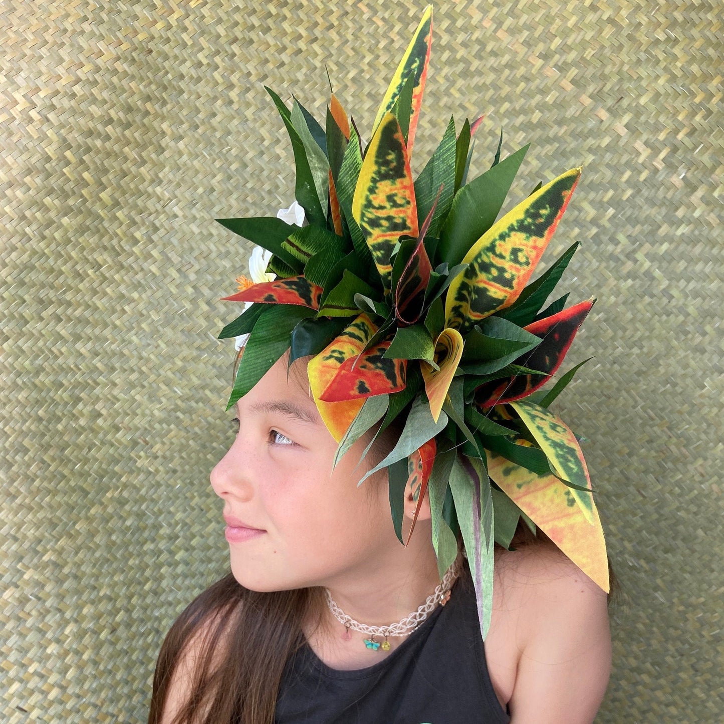 Polynesian Croton and Hibiscus Headdress