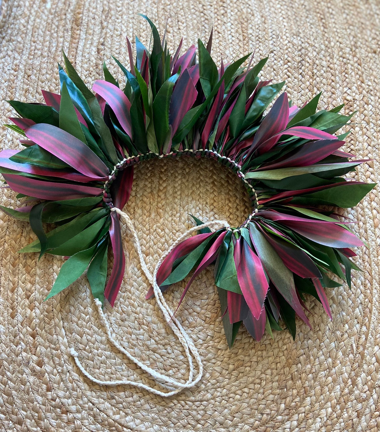 Keiki Half Hip Hei Plum Silk Ti Leaf Tamārii Performance Quality Competition Grade Reversible Belt Ori Tahiti Polynesian Dance Photoshoots