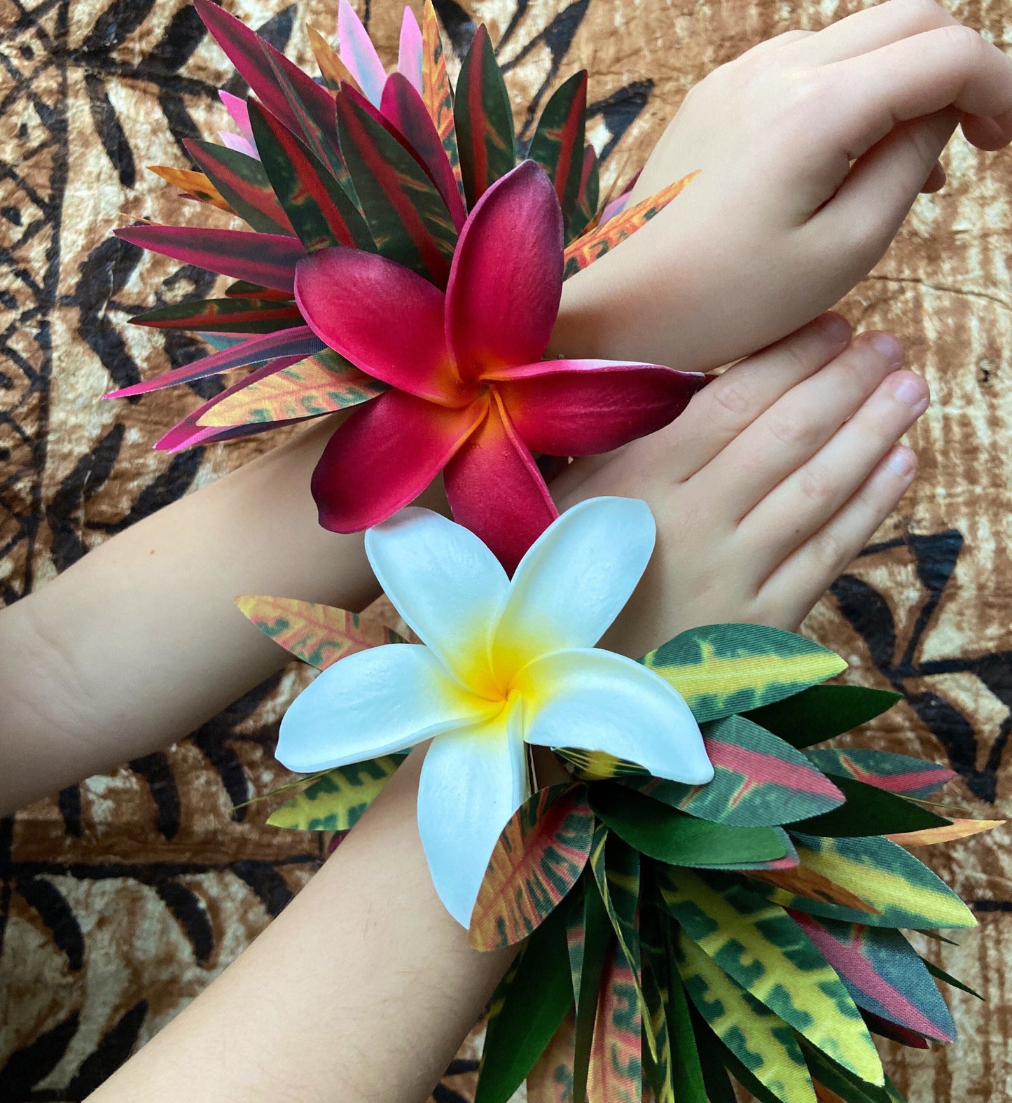 Plumeria and Croton Leaf Kupe'e