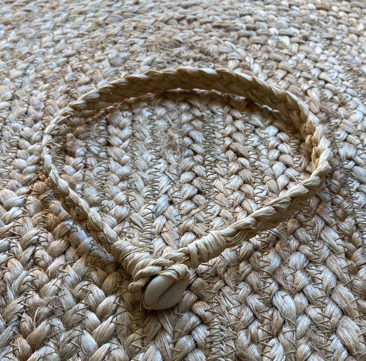 Necklace Base for DIY Costuming Hand Plaited from the Finest Millinery Grade Blanched Palm Raffia and Niau Blanc