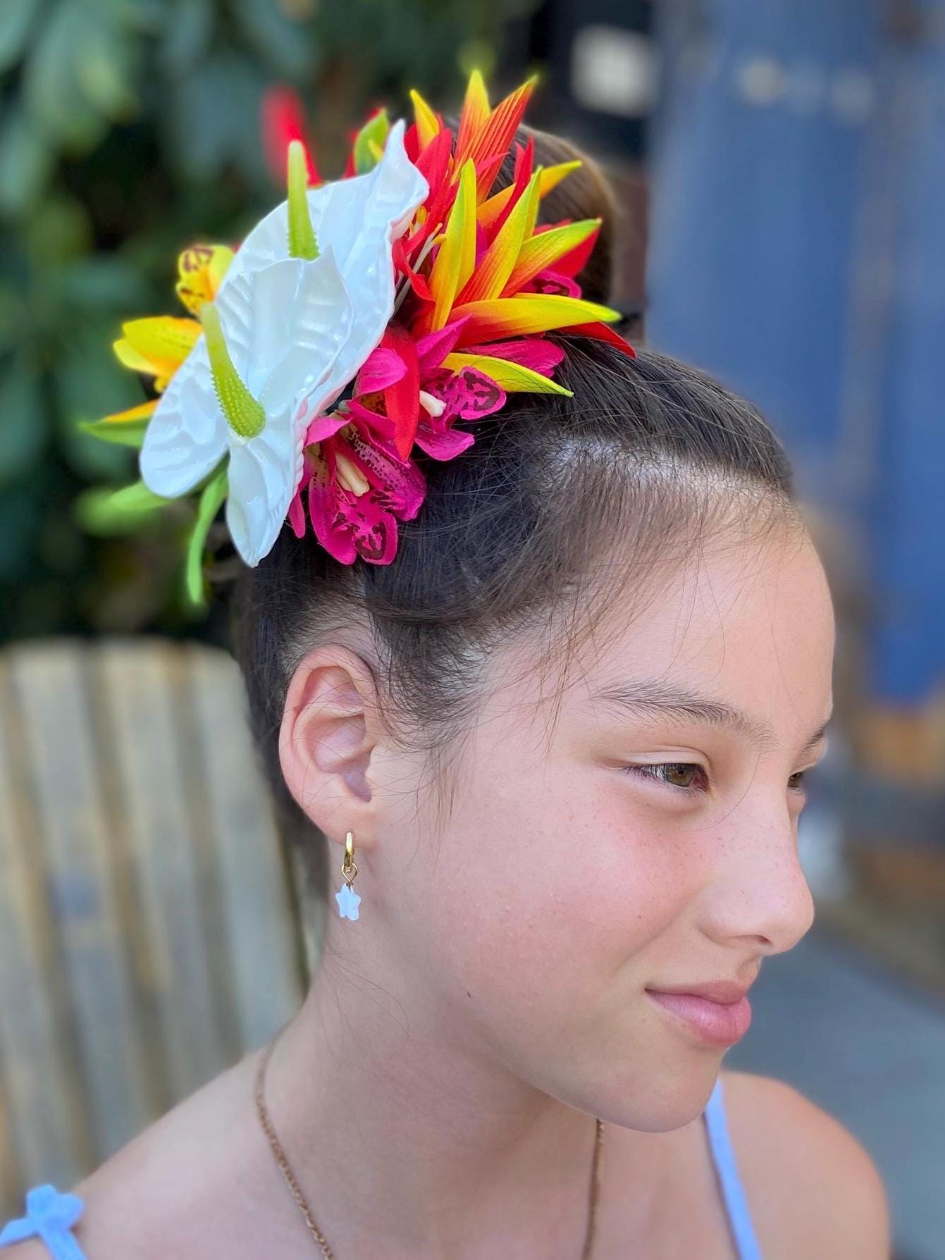 Hawaiian Anthurium Heliconia Orchid Tropical Wedding Graduation Hair Clip Tahitian Statement Piece Bridal Honeymoon Engagement Photoshoot