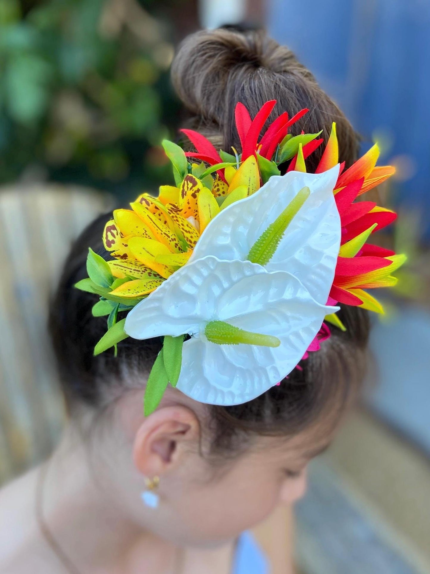 Hawaiian Anthurium Heliconia Orchid Tropical Wedding Graduation Hair Clip Tahitian Statement Piece Bridal Honeymoon Engagement Photoshoot