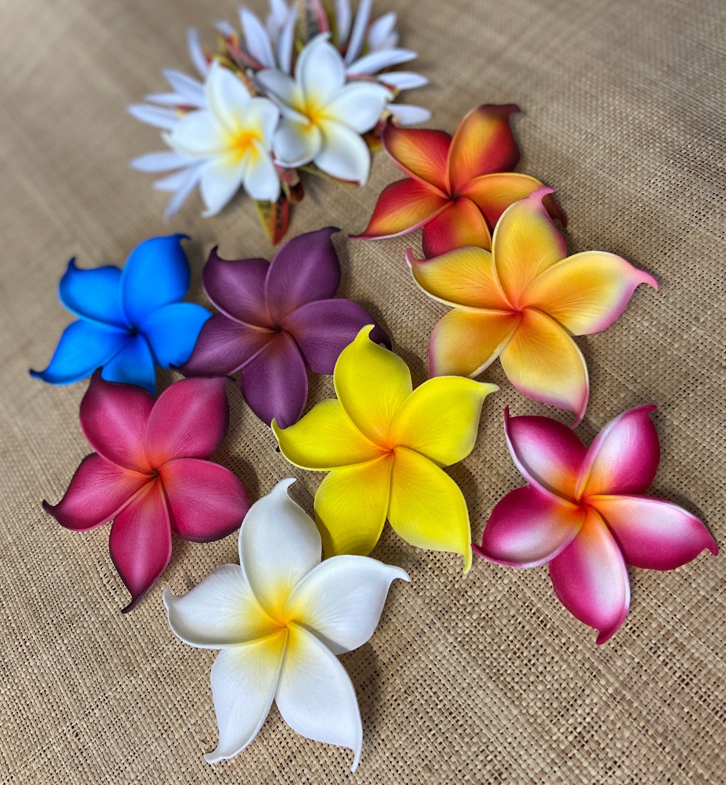 Double Hawaiian Plumeria Hair Clip Tahitian Headdress Costume Aparima Ahuroa Statement Piece Croton Maile Floral Artificial Ti Leaf Hairpin