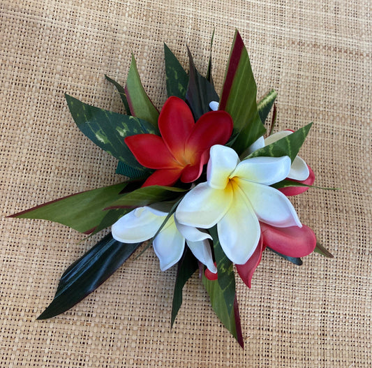 Royal Hawaiian Hair Clip Princessa Frangipani Plumeria Adornment for Hair or Bra Strap Hula Siva Samoa Ori Tahiti Heiva and Hoike