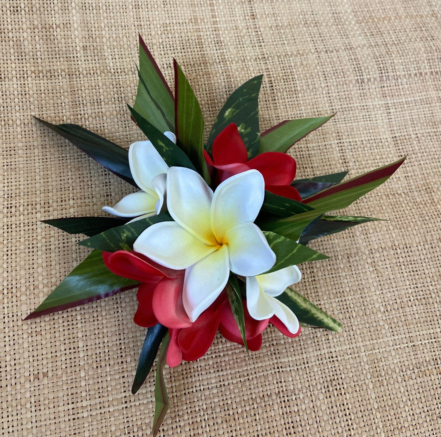Royal Hawaiian Hair Clip Princessa Frangipani Plumeria Adornment for Hair or Bra Strap Hula Siva Samoa Ori Tahiti Heiva and Hoike