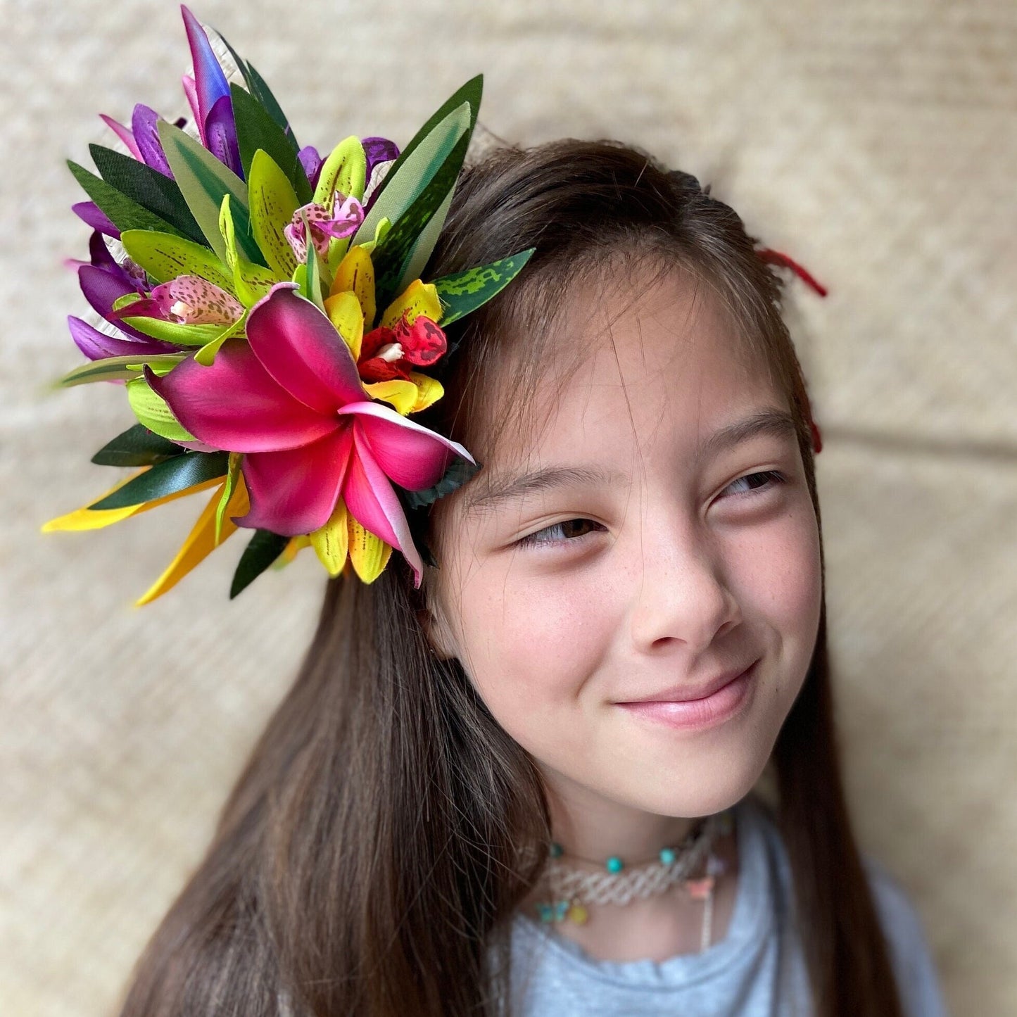 Tahitian Fascinator Hawaiian Hair Clip Aparima Ahuroa Statement Piece Plumeria Orchid Bird of Paradise Artificial Ti Leaf Tropical Hair Pin