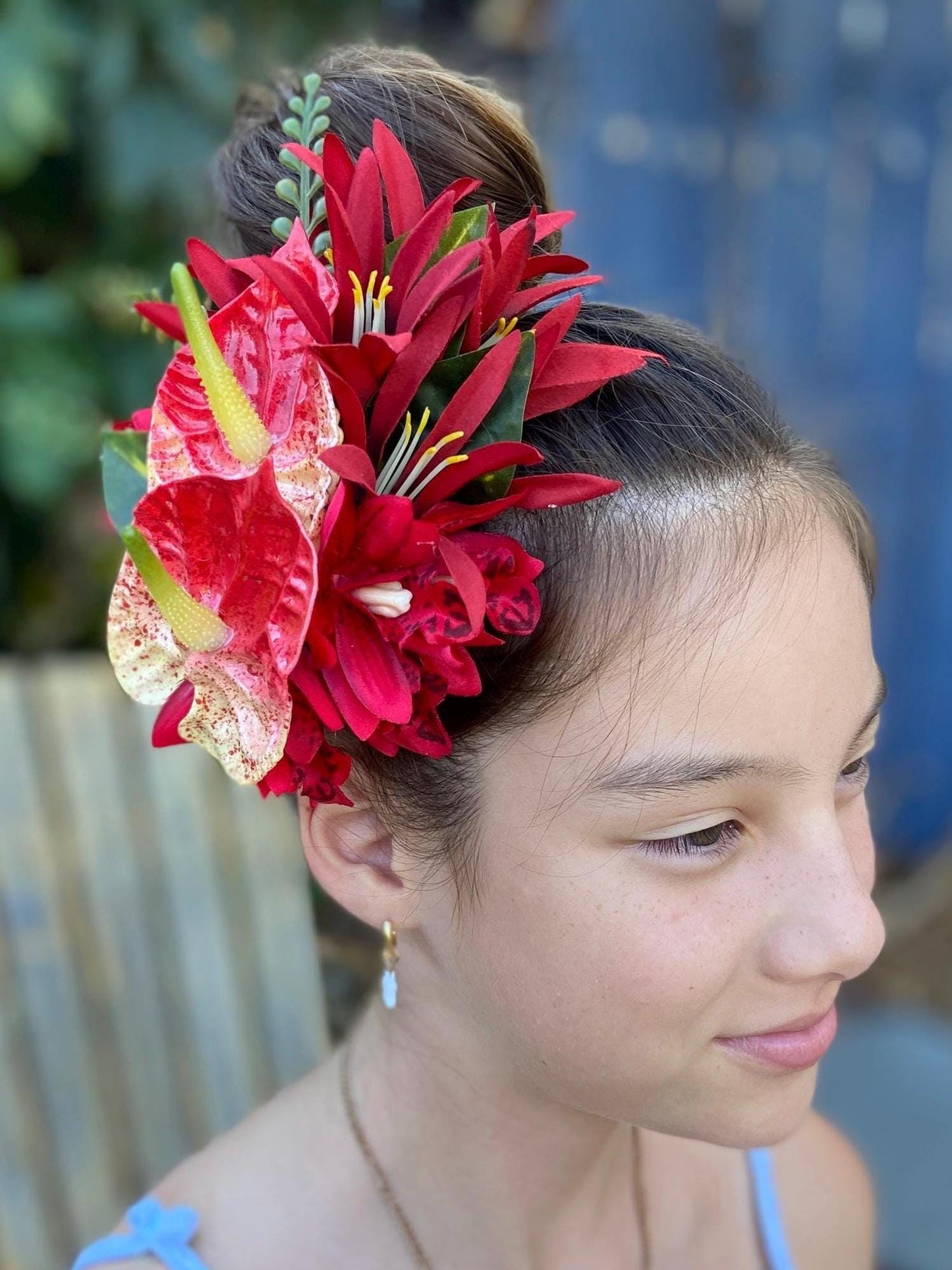 Hawaiian Anthurium Fern Orchid Tropical Wedding Graduation Hair Clip Tahitian Statement Piece Bridal Honeymoon Engagement Beach Photoshoot