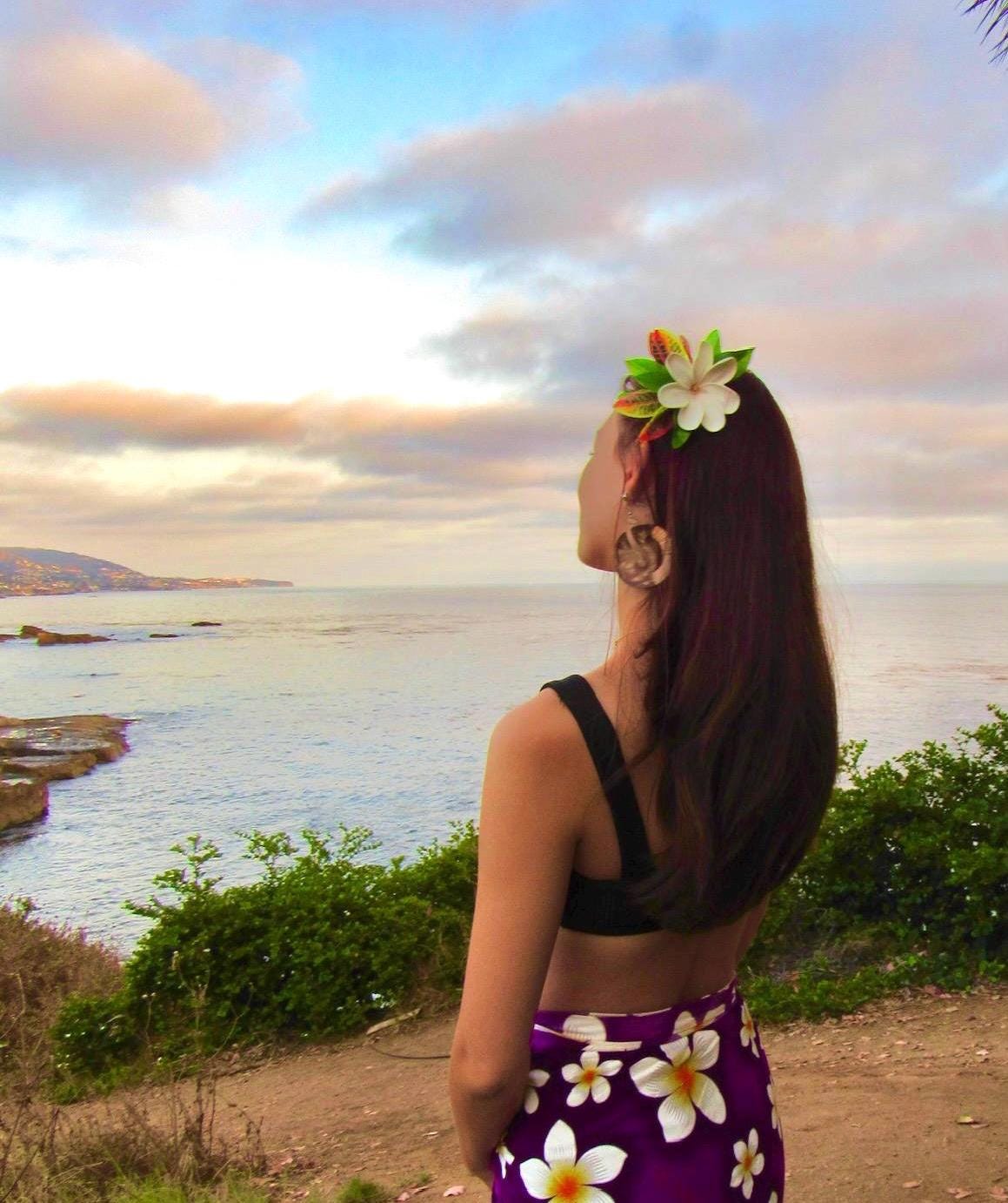 Tiare Tahiti Hair Clip Tahitian Gardenia Costume Accessories Maile & Croton Leaf Tropical Hairpin for Luau Mehura Aparima Ahuroa Otea Solo