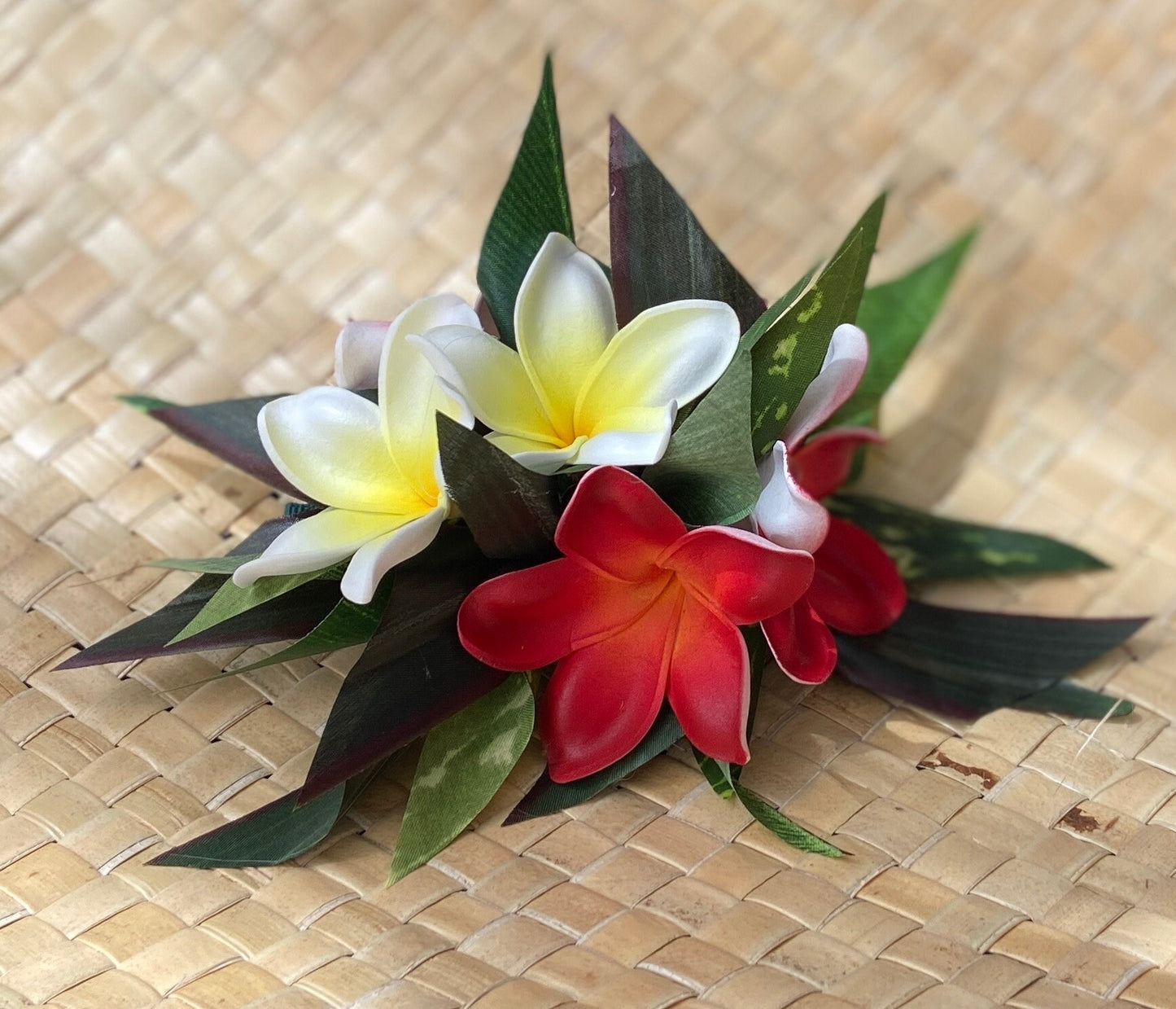 Royal Hawaiian Hair Clip Princessa Frangipani Plumeria Adornment for Hair or Bra Strap Hula Siva Samoa Ori Tahiti Heiva and Hoike