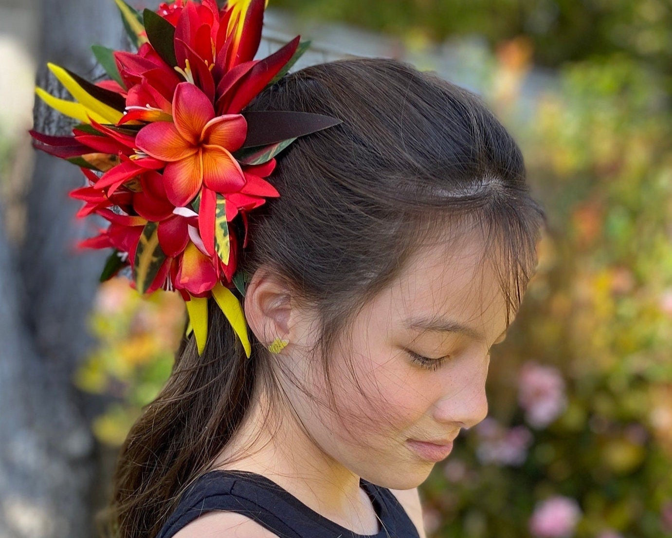 Royal Polynesian Hair Clip Tahitian Headdress Costume for Aparima Ahuroa Hula Statement Piece Bridal Plumeria Fascinator Hair Pin
