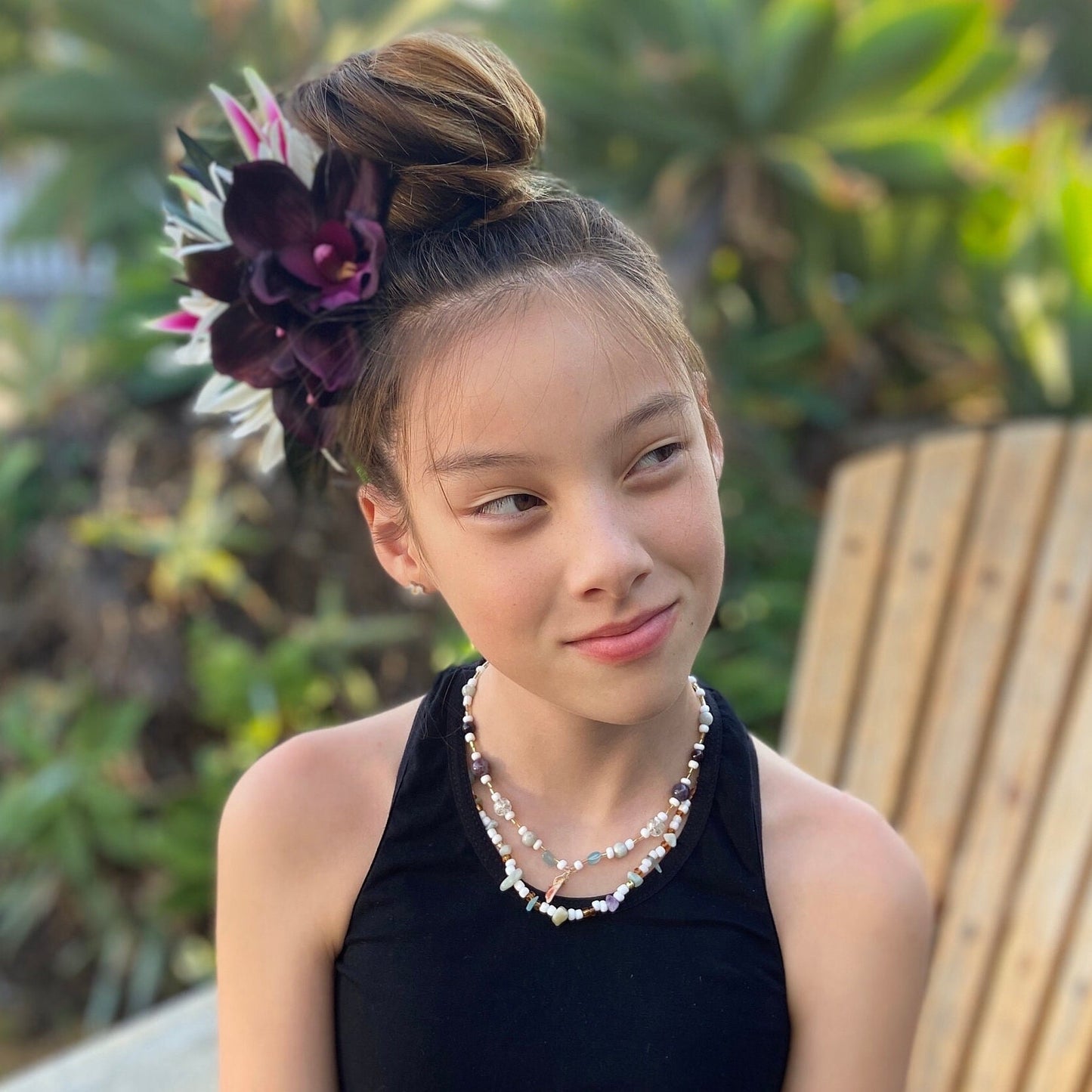 Hawaiian Flower Hair Clip Tahitian Costume Accessories Orchids & Heliconia Artificial Ti Leaf Tropical Hairpin for Aparima Ahuroa Otea Solo