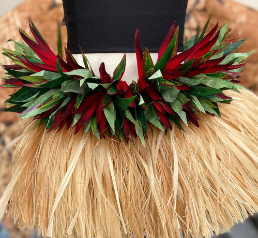 Keiki Floral Hip Hei Ahuroa Aparima Solo Ti Leaf Premium Hip Belt Competition Quality for Ori Tahiti, Hula, Polynesian Dance, Siva Samoa