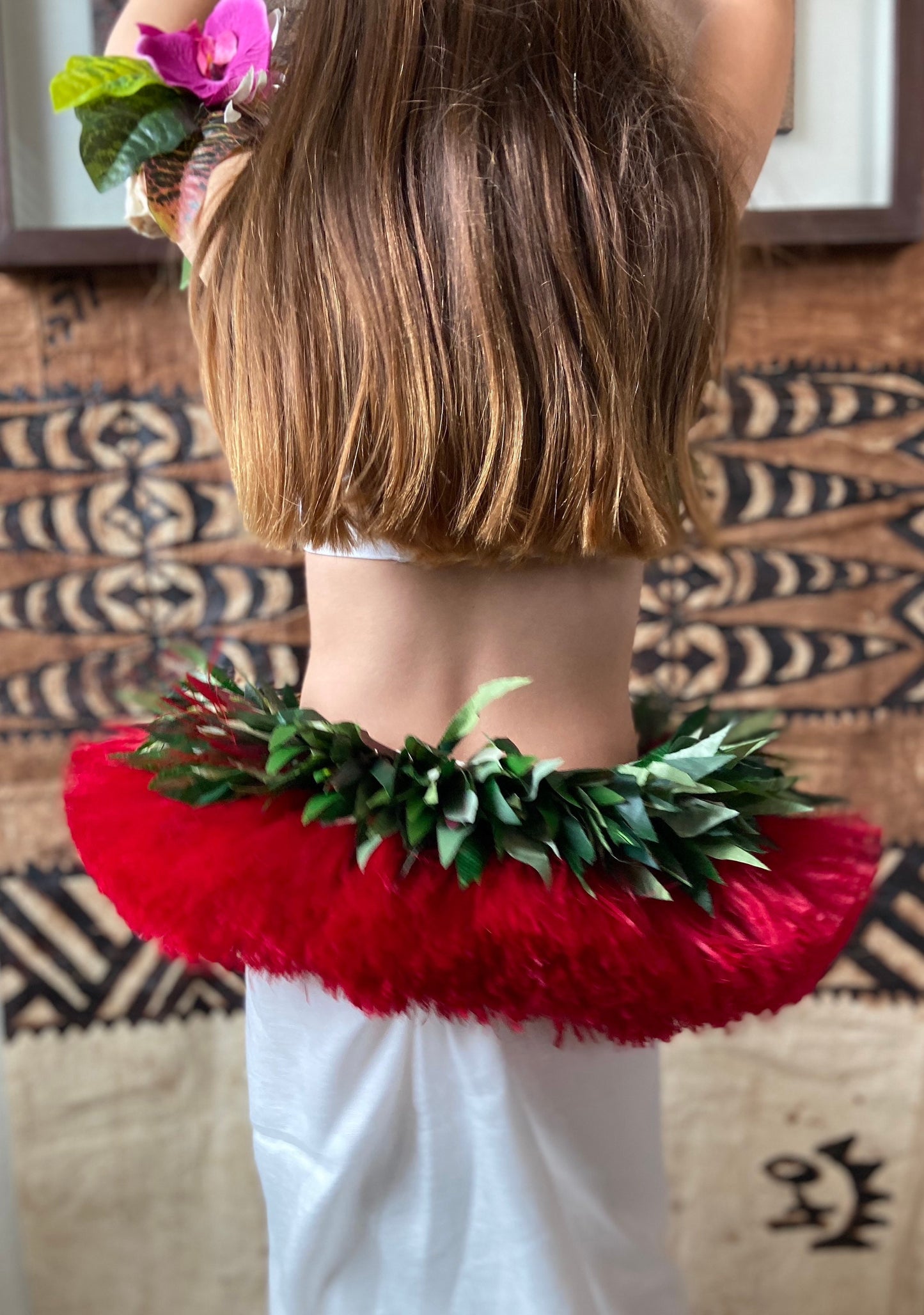 Layered Half Hip Hei Plum Silk Ti Leaf & Hau Performance Quality Reversible Belt Ori Tahiti Hula Kahiko Polynesian Dance Beach Wedding