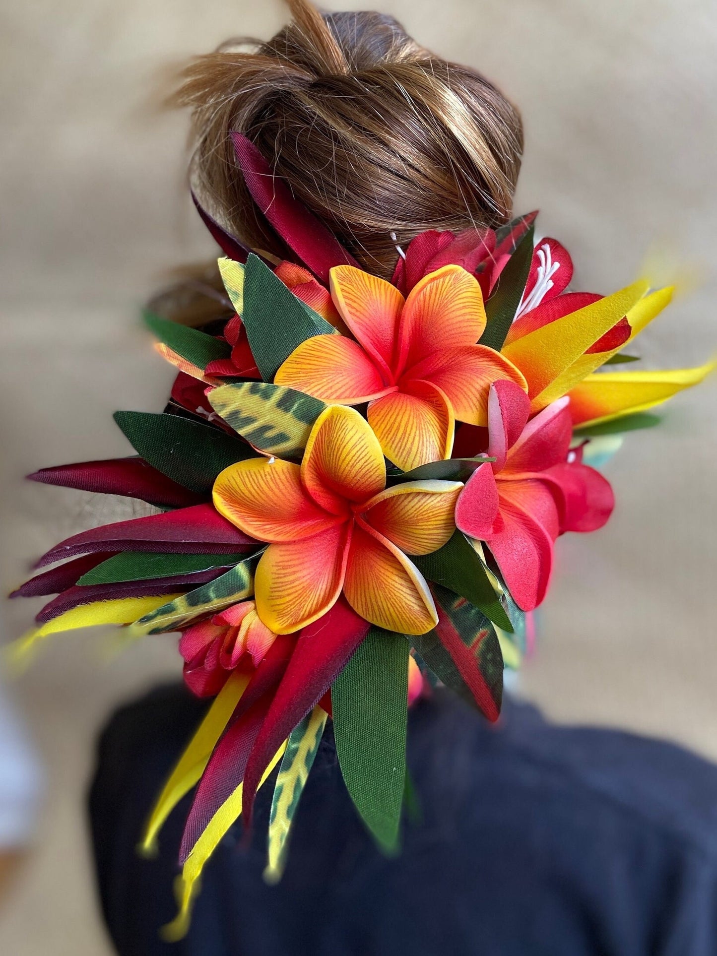 Royal Polynesian Hair Clip Tahitian Headdress Costume for Aparima Ahuroa Hula Statement Piece Bridal Plumeria Fascinator Hair Pin