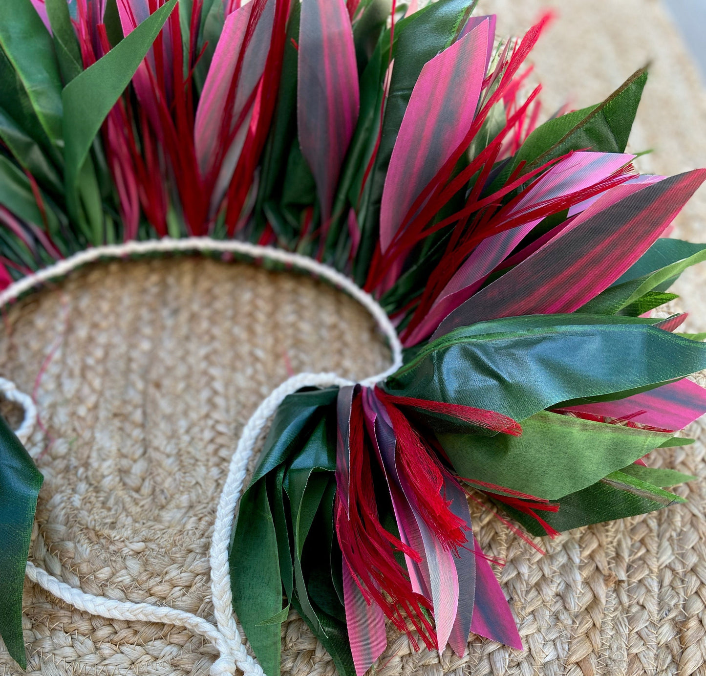 Keiki Half Hip Hei Plum Silk Ti Leaf Tamārii Performance Quality Competition Grade Reversible Belt Ori Tahiti Polynesian Dance Photoshoots